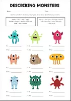 Vorschau - Arbeitsblätter - Describing Monsters Worksheet | has got - is | Body Parts - Seite 1