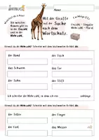 Vorschau - Arbeitsblätter - Mit der Giraffe auf der Suche nach dem Wortschatz - Nomen - Seite 1