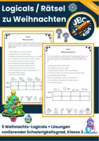 Vorschau - Arbeitsblätter - Weihnachten: Logikrätsel Logicals Denksport Knobelaufgabe - Deckblatt