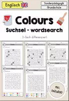 Vorschau - Arbeitsblätter - Colours Farben Suchsel wordsearch differenziert- Englisch - Deckblatt