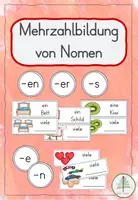 Vorschau - Bildkarten - Mehrzahlbildung von Nomen, Nomen in der Mehrzahl | Legekarten - Deckblatt