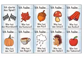Vorschau - Spiele - Ich habe wer hat | Lesespiel | Herbst | Deutsch 1. Klasse - Seite 1
