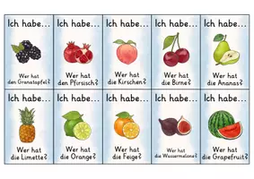 Vorschau - Spiele - Ich habe wer hat | Lesespiel | Obst | Deutsch 1. Klasse - Seite 2