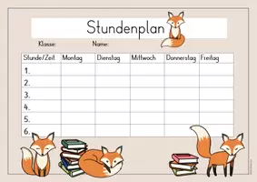 Vorschau - Poster - Stundenplan (Vorlage) für die Fuchsklasse - Seite 1