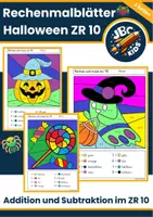 Vorschau - Arbeitsblätter - Halloween: Rechenmalblätter ZR 10 Addition Subtraktion - Deckblatt