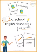 Vorschau - Spiele - First Words - English Flashcards AT SCHOOL - Deckblatt