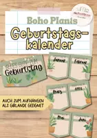 Vorschau - Poster - Boho Plants: Geburtstagskalender Wimpel - Deckblatt