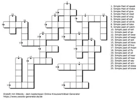 Vorschau - Arbeitsblätter - Kreuzworträtsel Simple Past Formen - Deckblatt