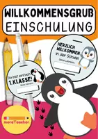 Vorschau - Anderer Materialtyp - Willkommensgruß 1. Klasse Einschulung Pinguin Klasse - Deckblatt