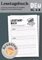 Vorschau - Arbeitsblätter - Lesetagebuch universal für längere Zusammenfassungen - Deckblatt