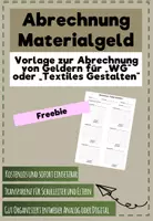 Vorschau - Anderer Materialtyp - Vorlage Abrechnung Materialgeld WG und TG - Deckblatt