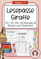 Vorschau - Unterrichtsreihen - Lesepässe Giraffe mit Stickern - Deckblatt