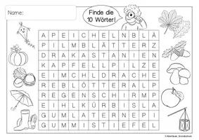 Vorschau - Arbeitsblätter - Herbst - Wörter finden und schreiben - Seite 1