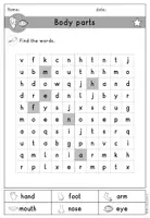 Vorschau - Arbeitsblätter - body parts Körperteile Suchsel wordsearch - Englisch - Seite 3