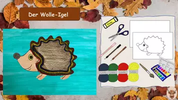 Vorschau - Mal- und Bastelvorlagen - Wolle-Igel Kunst Klasse 1-4 Digital Herbst Schritt für Schritt Anleitung - Seite 1