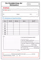 Vorschau - Arbeitsblätter - Lerntheke - Grundgleichung der Wärmelehre (mit SE) - Deckblatt