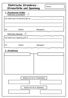 Vorschau - Arbeitsblätter - Elektrische Stromkreise - Stromstärke und Spannung (inkl. Lösung) - Deckblatt