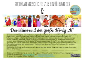 Vorschau - Fördermaterial/Inklusion - Buchstabengeschichte zum K: Der kleine und der große König K - Deckblatt