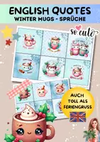 Vorschau - Mal- und Bastelvorlagen - English Quotes Winter Mugs Sprüche Kärtchen - Deckblatt