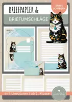 Vorschau - Mal- und Bastelvorlagen - Briefpapier und Briefumschläge "Katze" (4 Lineaturen) - Deckblatt