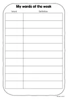 Vorschau - Klassenarbeiten - Word of the week Arbeitsblätter - Word of the week worksheets - Seite 1