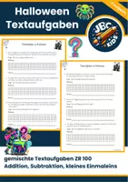 Vorschau - Arbeitsblätter - Halloween: gemischte Textaufgaben ab Klasse 2 ZR 100 - Deckblatt