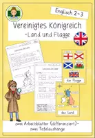 Vorschau - Arbeitsblätter - Das Vereinigte Königreich- Land und Flagge - Deckblatt