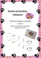Vorschau - Mal- und Bastelvorlagen - Basteln mit PomPons Halloween - Deckblatt