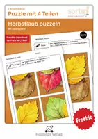Vorschau - Arbeitsblätter - Arbeitsblätter Herbstblätter puzzeln | 4 Teile - Deckblatt