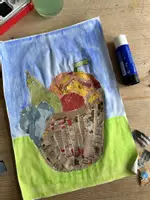 Vorschau - Mal- und Bastelvorlagen - Herbst Obstkorb Apfel Erntedank Reißtechnik Zusatz - Deckblatt