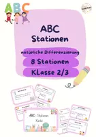 Vorschau - Stationenlernen - ABC Stationen- Kartei (natürlich differenziert) - Deckblatt