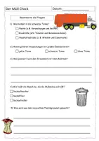 Vorschau - Arbeitsblätter - Quiz zum Müll-Check - mit Lösung - Deckblatt
