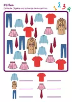 Vorschau - Arbeitsblätter - Kleidung/Klamotten Zählen/Mathematik - Klasse 1 und 2 - Seite 1