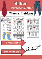 Vorschau - Arbeitsblätter - Kleidung/Klamotten Silben/Wortschatz DaZ/DaF, deutsch - Deckblatt