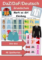 Vorschau - Arbeitsblätter - Merk es dir Kleidung/Klamotten (Bild-Bild) - DaZ/DaF, Deutsch (Klasse 1 bis 4) - Deckblatt