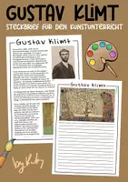 Vorschau - Arbeitsblätter - Gustav Klimt - Künstler Steckbrief für den Kunstunterricht - Deckblatt