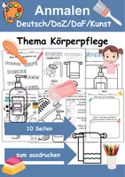 Vorschau - Arbeitsblätter - Körperpflege/Hygiene Anmalen Wortschatz - Deutsch/DaZ/DaF/Kunst - Klasse 1 und 2 - Deckblatt