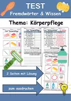 Vorschau - Arbeitsblätter - Test Körperpflege/Hygiene - DaZ/DaF, Deutsch, Sachunterricht (Klasse 1 und 2) - Deckblatt