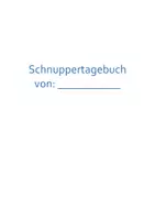 Vorschau - Arbeitsblätter - Schnupperlehr-Tagebuch - Deckblatt