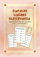 Vorschau - Arbeitsblätter - Einfache Lineare Gleichungen - 3 Arbeitsblätter mit Lösung - Deckblatt