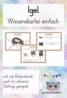 Vorschau - Stationenlernen - Igel Lesekartei/ Wissenskartei dreifach differenziert - Seite 1