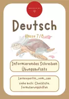 Vorschau - Arbeitsblätter - Informierendes Schreiben: Aufsatz mit Lösung und Aufgaben - Deckblatt