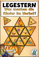 Vorschau - Aufgabenkarten - Legestern "Was machen die Kinder im Herbst?" DaZ / DaF / Deutsch - Deckblatt