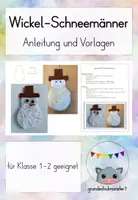 Vorschau - Mal- und Bastelvorlagen - gewickelte Schneemänner: Anleitung und Vorlagen für Schablonen - Deckblatt