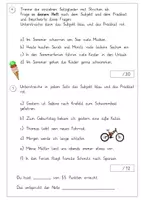 Vorschau - Klassenarbeiten - Grammatik / Satzglieder: Klassenarbeit (Subjekt & Prädikat) - Deutsch - Kl. 3/4 - Seite 2