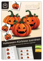 Vorschau - Stationenlernen - Materialpaket Klettmappen Halloween | Kürbisse zuordnen | Level 1 - 4 - Seite 1