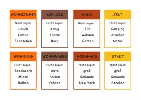 Vorschau - Spiele - Wörter beschreiben zum Thema Wohnen mit 16 Begriffen - Deckblatt