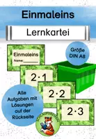 Vorschau - Fördermaterial/Inklusion - Einmaleins Lernkarten Karteikarten mit Lösungen - Deckblatt