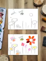 Vorschau - Mal- und Bastelvorlagen - Fingerabdruck Blumen A6 - Seite 2