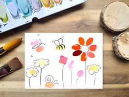 Vorschau - Mal- und Bastelvorlagen - Fingerabdruck Blumen A6 - Deckblatt